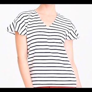 J Crew Flutter sleeve nautical striped shirt